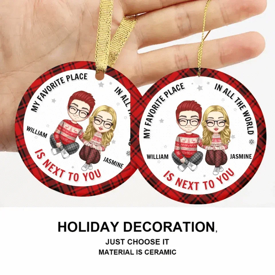 Personalized Custom Couple Ceramic Round Shaped Ornament - Christmas Gift - The Best Thing I've Ever Found - Joliny