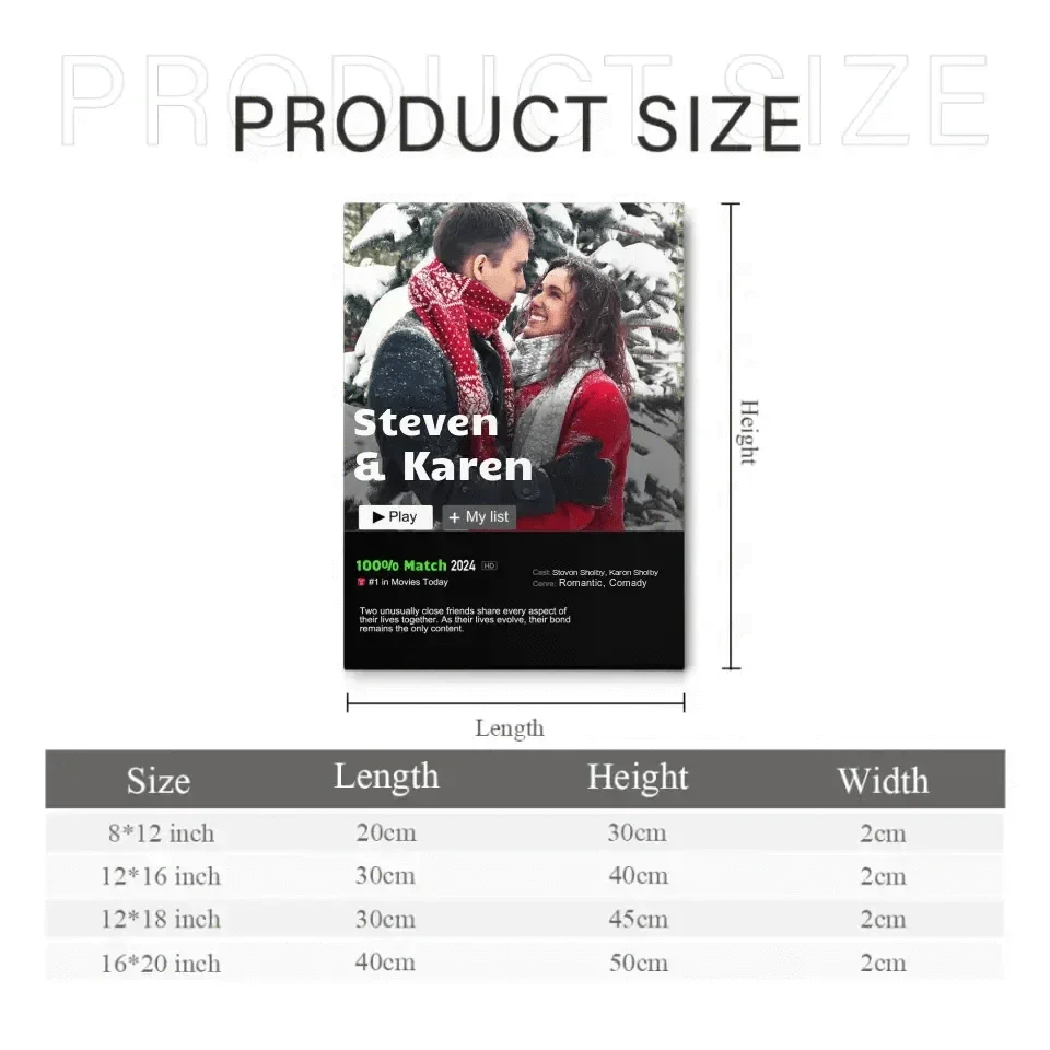 Personalized Custom Couple Portrait From Photo Movie Canvas Wall Art - Joliny