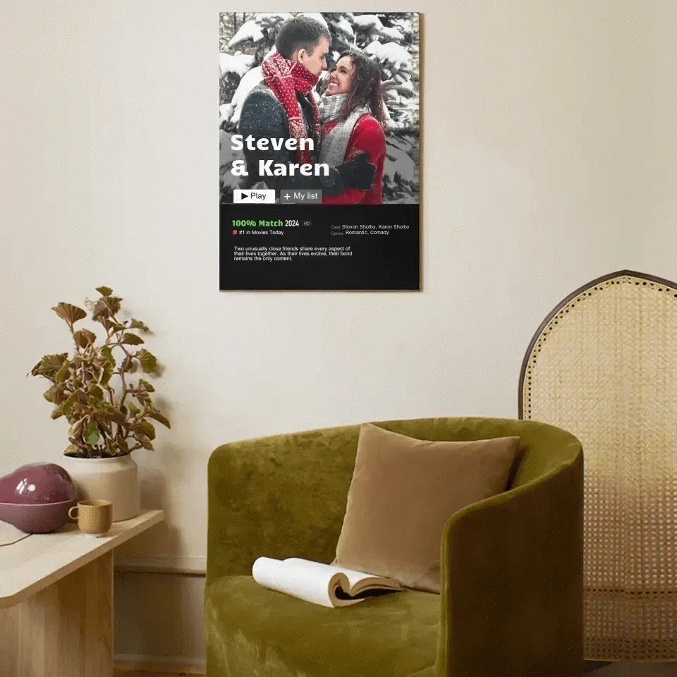 Personalized Custom Couple Portrait From Photo Movie Canvas Wall Art - Joliny