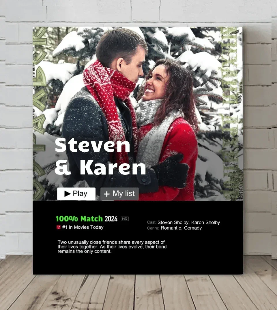 Personalized Custom Couple Portrait From Photo Movie Canvas Wall Art - Joliny