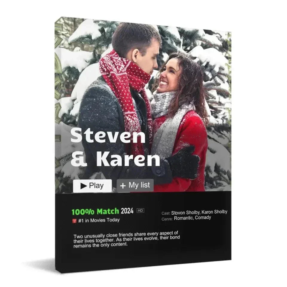 Personalized Custom Couple Portrait From Photo Movie Canvas Wall Art - Joliny