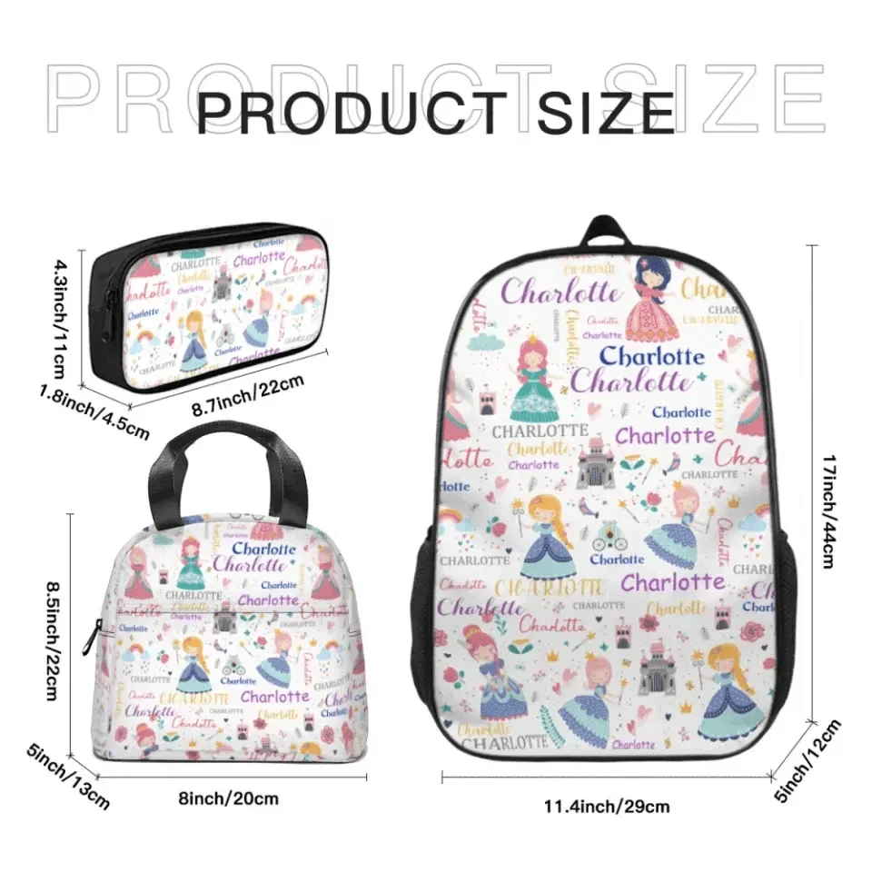 Personalized Custom Girls Name Backpack - with Princess Castle Magic Wand - Joliny