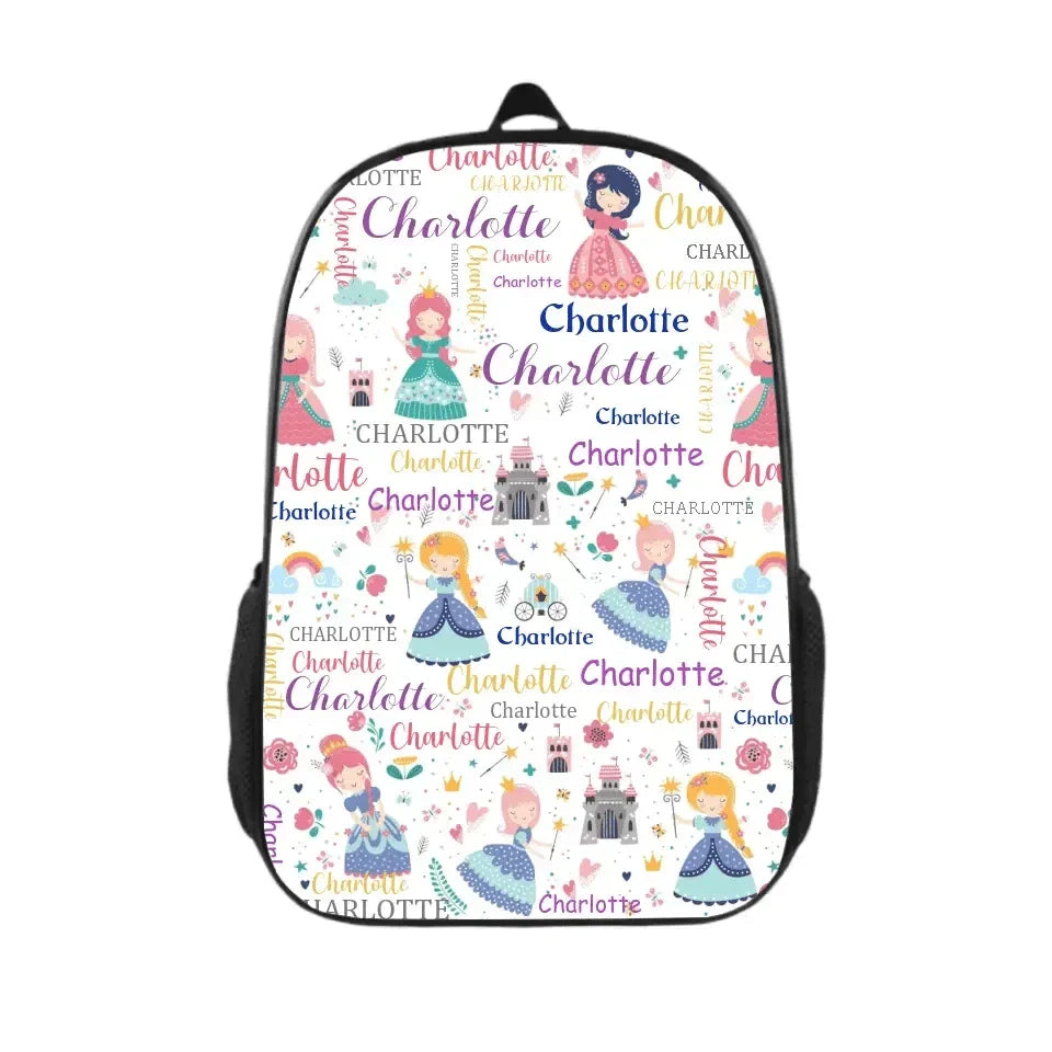 Personalized Custom Girls Name Backpack - with Princess Castle Magic Wand - Joliny