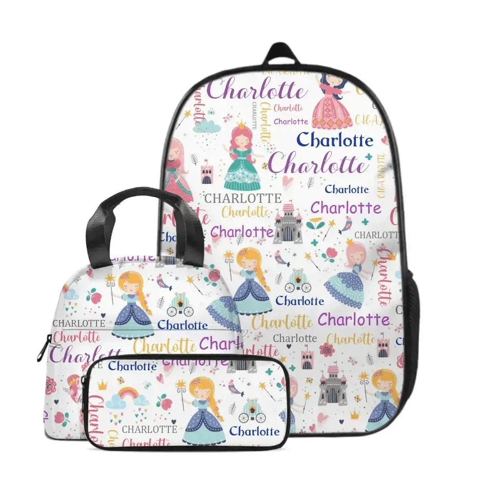 Personalized Custom Girls Name Backpack - with Princess Castle Magic Wand - Joliny