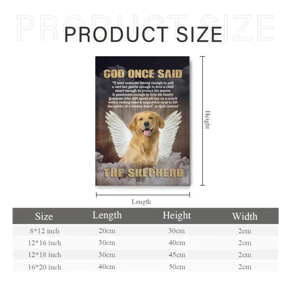 Personalized Custom Photo Angel Pet Canvas Wall Art - God Once Said Shepherd With Wings - Joliny