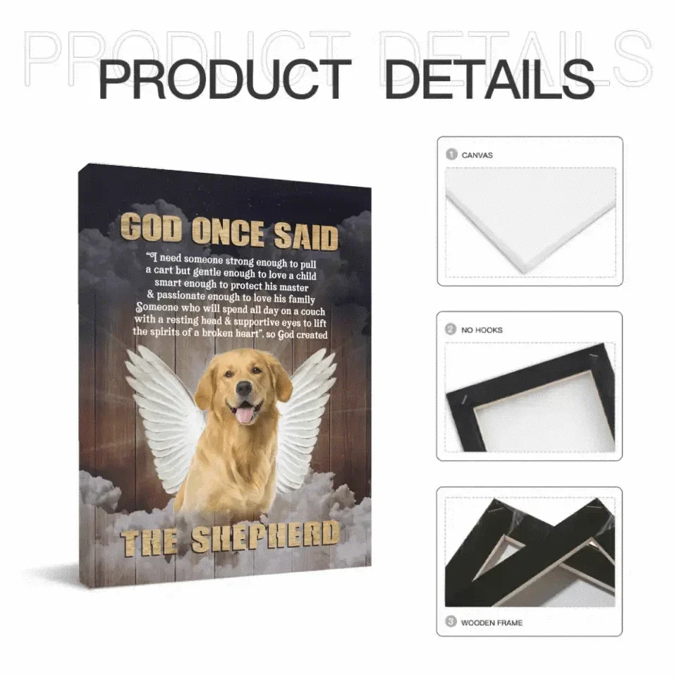 Personalized Custom Photo Angel Pet Canvas Wall Art - God Once Said Shepherd With Wings - Joliny