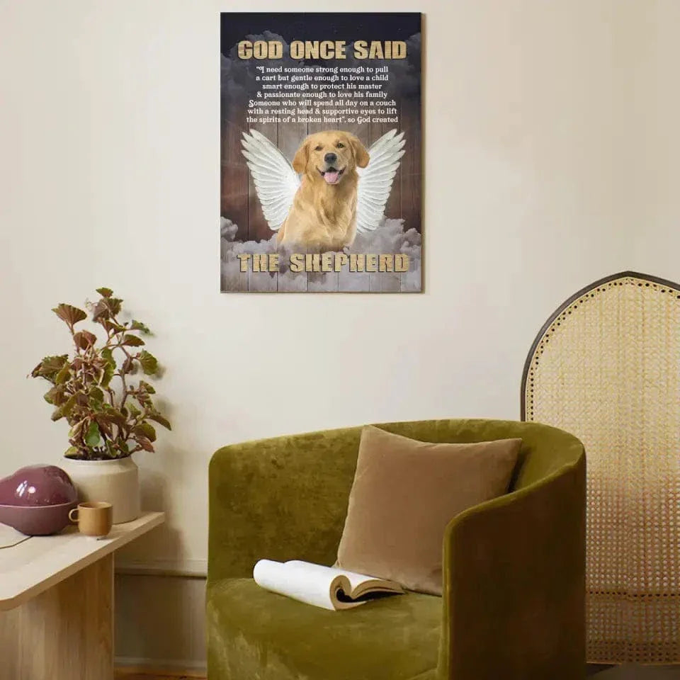 Personalized Custom Photo Angel Pet Canvas Wall Art - God Once Said Shepherd With Wings - Joliny