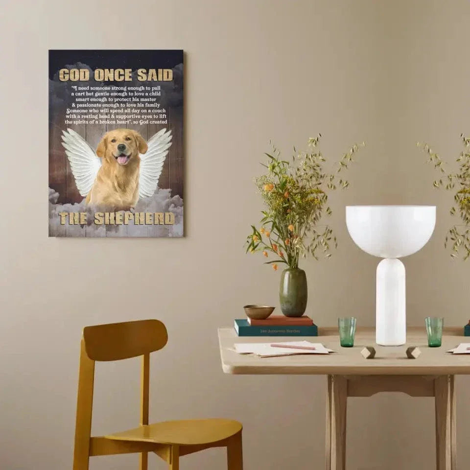 Personalized Custom Photo Angel Pet Canvas Wall Art - God Once Said Shepherd With Wings - Joliny