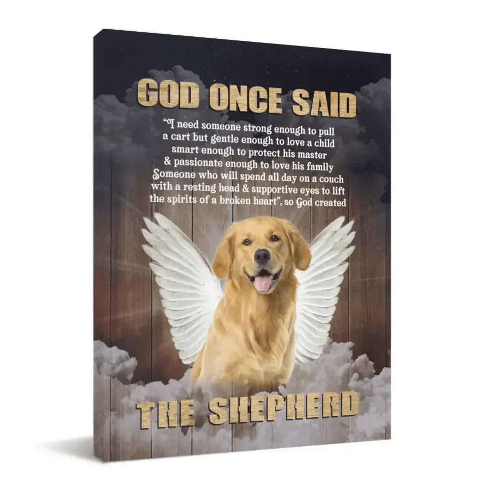 Personalized Custom Photo Angel Pet Canvas Wall Art - God Once Said Shepherd With Wings - Joliny