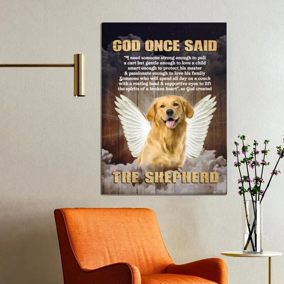 Personalized Custom Photo Angel Pet Canvas Wall Art - God Once Said Shepherd With Wings - Joliny