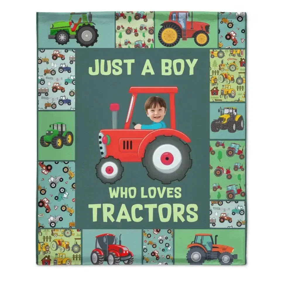 Personalized Custom Photo Blanket - Just A kid Who Loves Tractors - Joliny