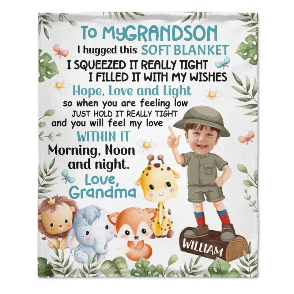 Personalized Custom Photo Blanket - Safari Animals Kids - Joliny