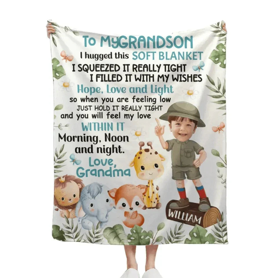 Personalized Custom Photo Blanket - Safari Animals Kids - Joliny