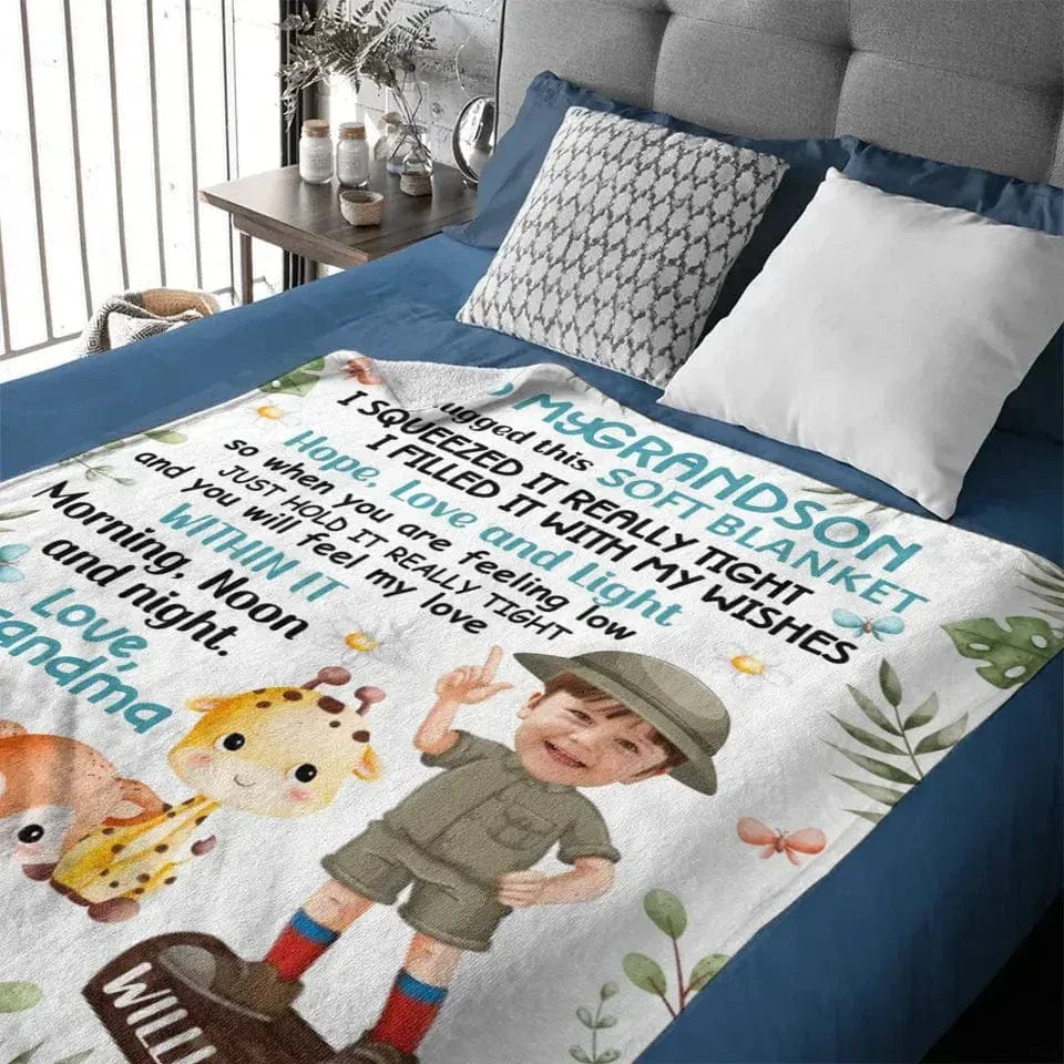 Personalized Custom Photo Blanket - Safari Animals Kids - Joliny