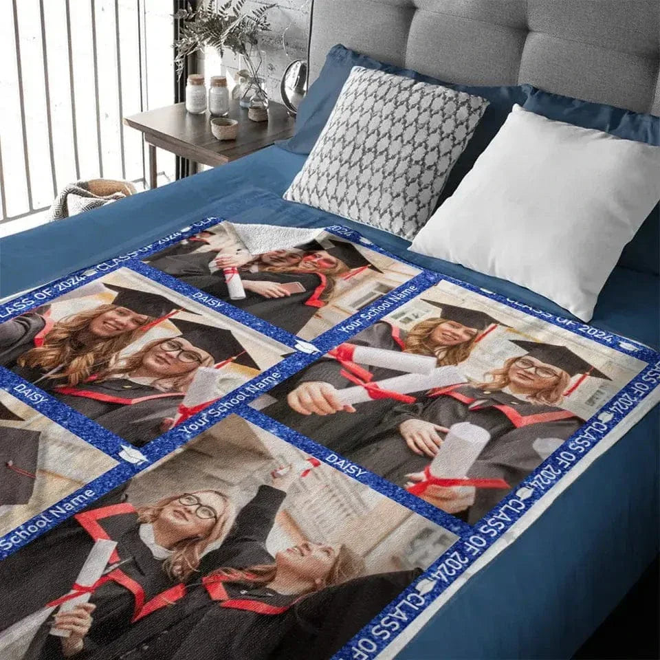 Personalized Custom Photo Graduation Blanket, Class of 2024 Gift - Joliny