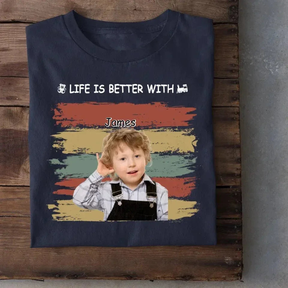 Personalized Custom Photo Unisex T-shirt - Life Is Better With Grandkids Pet - Joliny