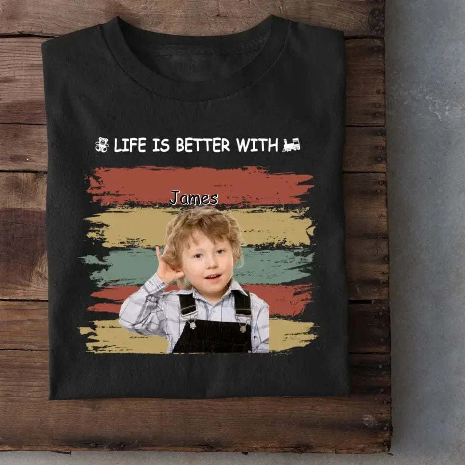 Personalized Custom Photo Unisex T-shirt - Life Is Better With Grandkids Pet - Joliny