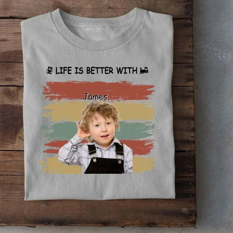 Personalized Custom Photo Unisex T-shirt - Life Is Better With Grandkids Pet - Joliny