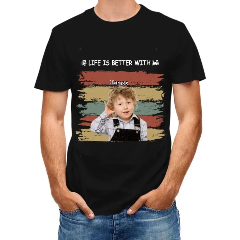 Personalized Custom Photo Unisex T-shirt - Life Is Better With Grandkids Pet - Joliny