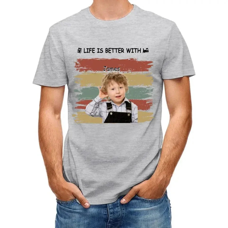 Personalized Custom Photo Unisex T-shirt - Life Is Better With Grandkids Pet - Joliny