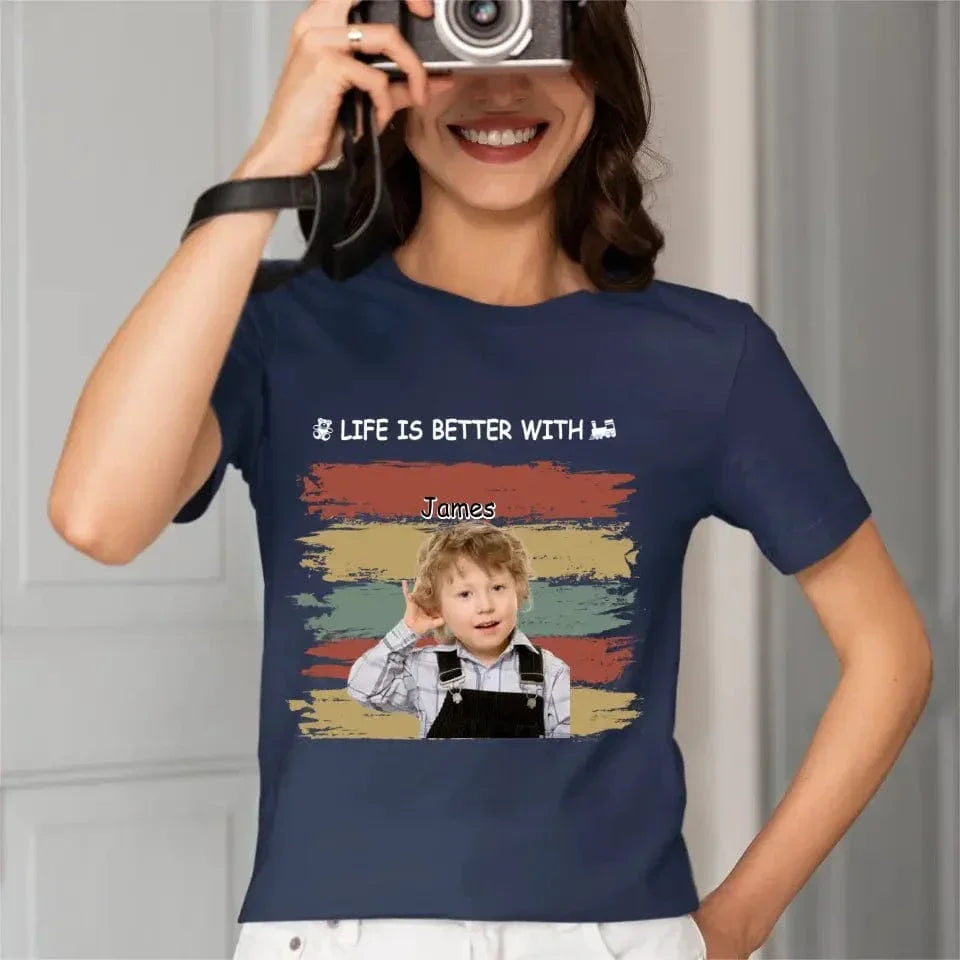Personalized Custom Photo Unisex T-shirt - Life Is Better With Grandkids Pet - Joliny