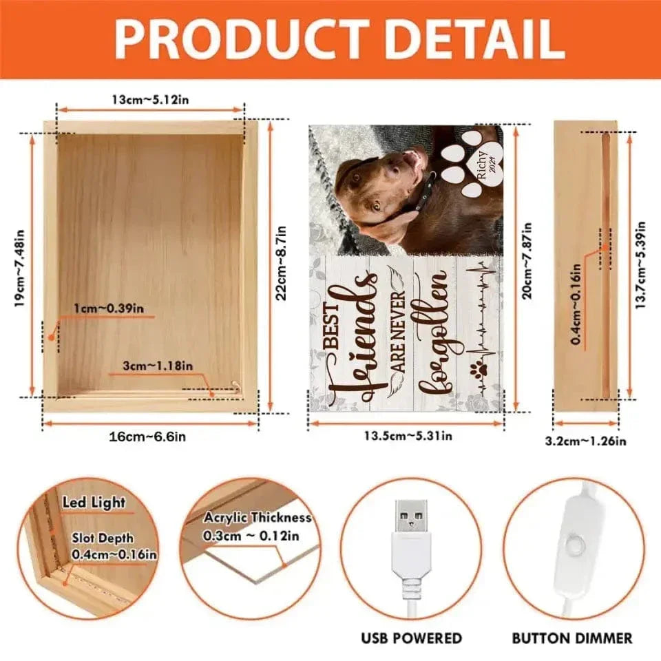 Personalized Custom Picture Frame Light Box - Gift For Dog Lovers Good Friends Are Never Forgotten - Joliny