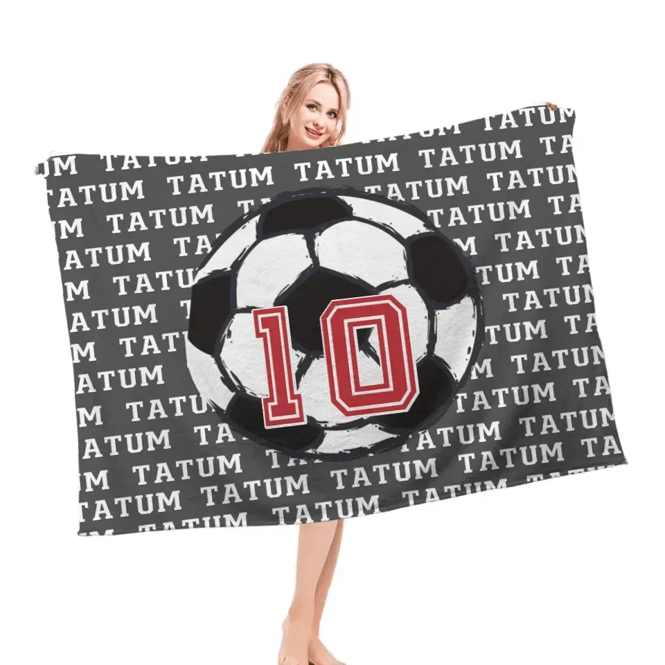 Personalized Custom Soccer ball Name Blanket, Soccer Room Decor - Joliny