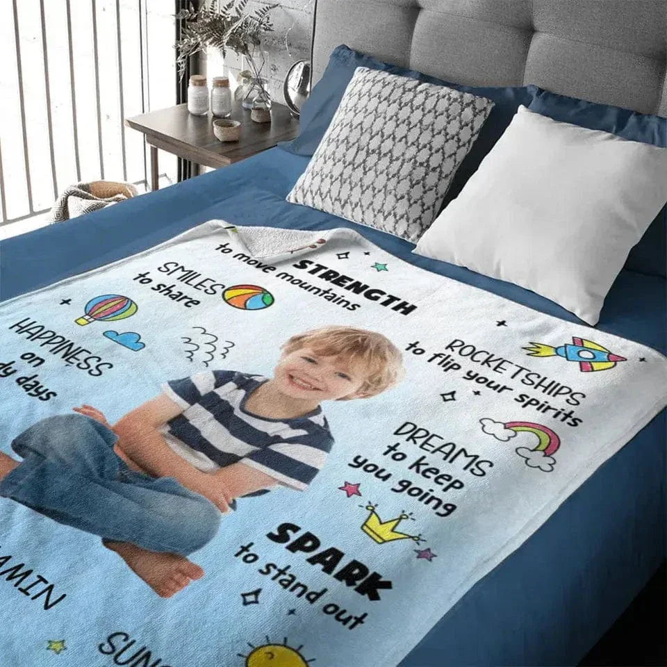 Personalized Custom Upload Photo Blanket, Inspiring Gift For Grandson - Joliny