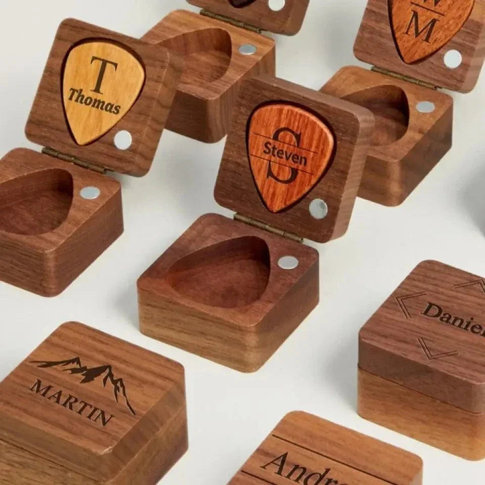 Personalized Custom Wooden Guitar Pick Box Storage - Joliny
