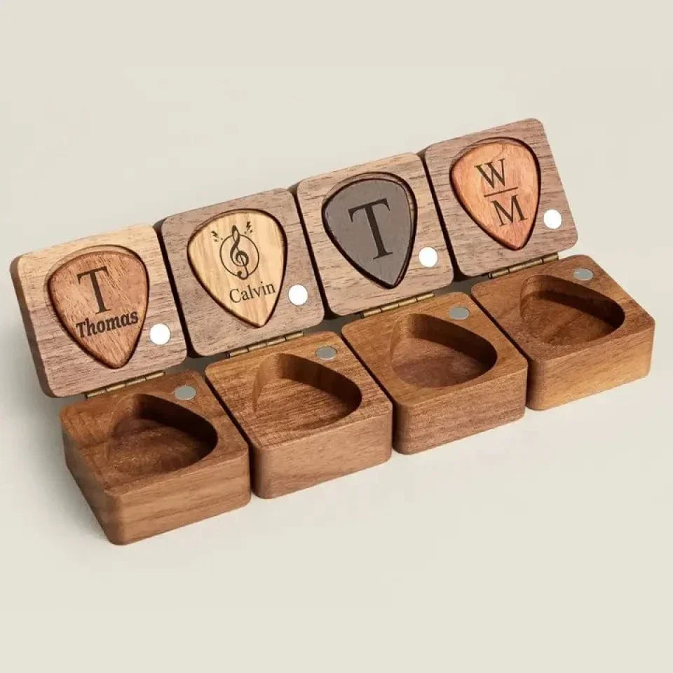 Personalized Custom Wooden Guitar Pick Box Storage - Joliny
