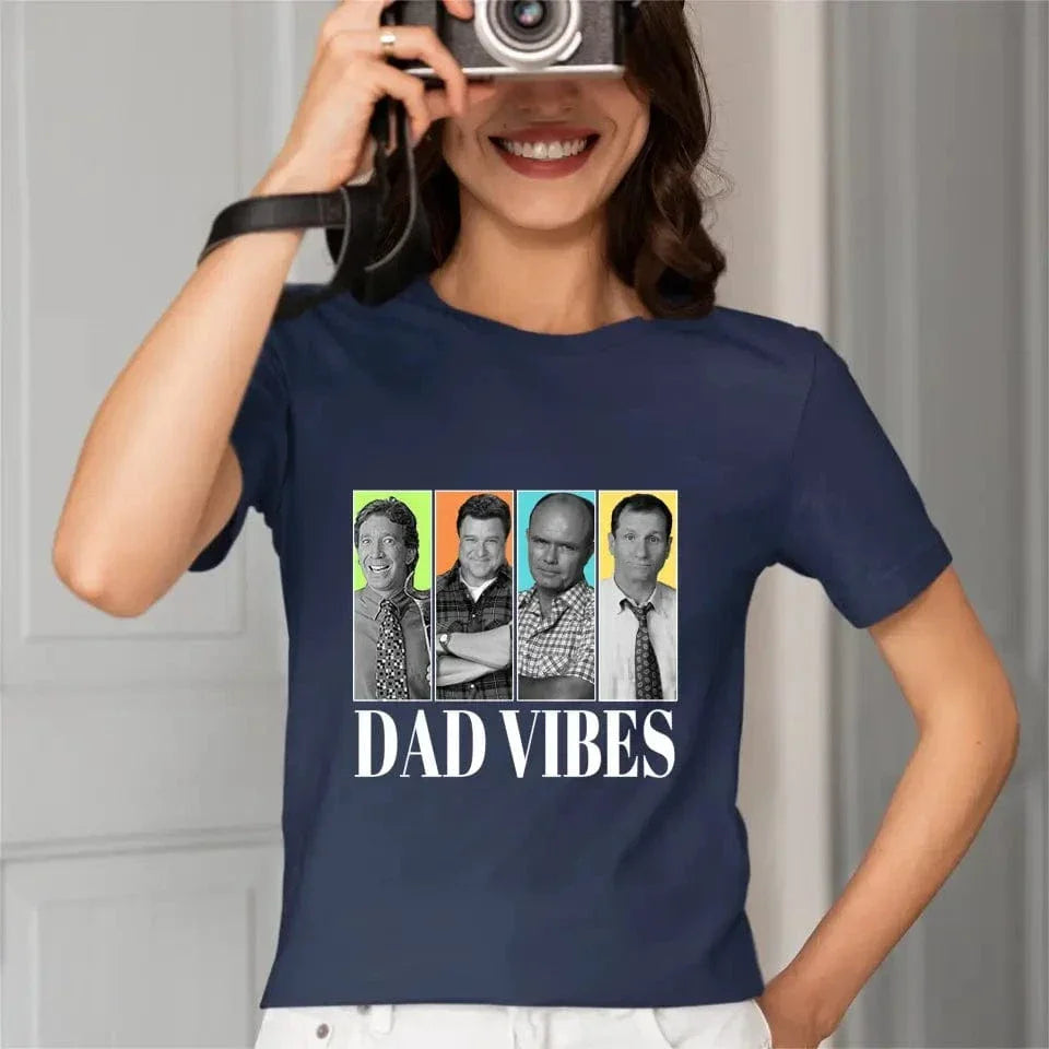 Personalized Dad Vibes Shirt-Customized Four Photos - Joliny
