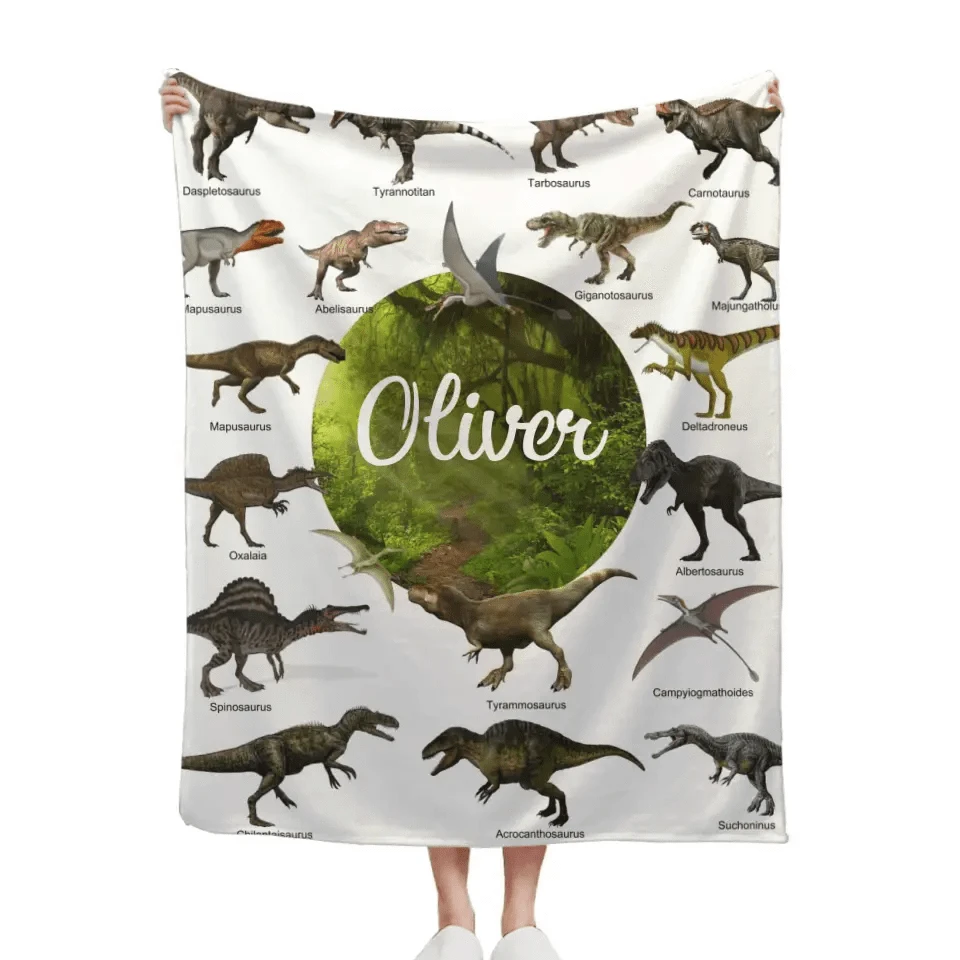 Joliny Customizer Personalized Dinosaur Custom Throw Blanket Jurassic Dinosaur World Park Theme / 1 / 40 X 30 IN For Baby Personalized Dinosaur Custom Throw Blanket Jurassic Dinosaur World Park Theme - Gift For Kids