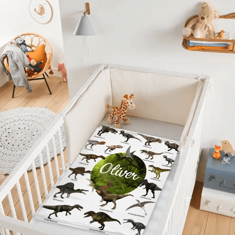 Joliny Customizer Personalized Dinosaur Custom Throw Blanket Jurassic Dinosaur World Park Theme - Gift For Kids