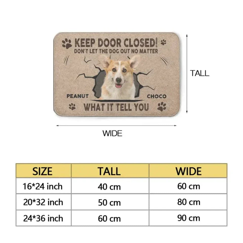 Personalized Doormat - Custom Photo Dog Cat Keep Door Closed - Gift For Pet Lovers, Pet Owners - Joliny