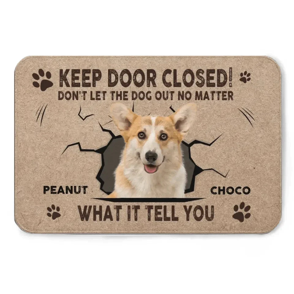 Personalized Doormat - Custom Photo Dog Cat Keep Door Closed - Gift For Pet Lovers, Pet Owners - Joliny