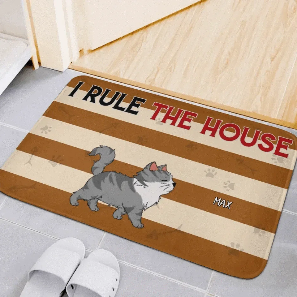 Personalized Doormat For Dog, Cat, Pet Lovers - We Rule The House - Joliny