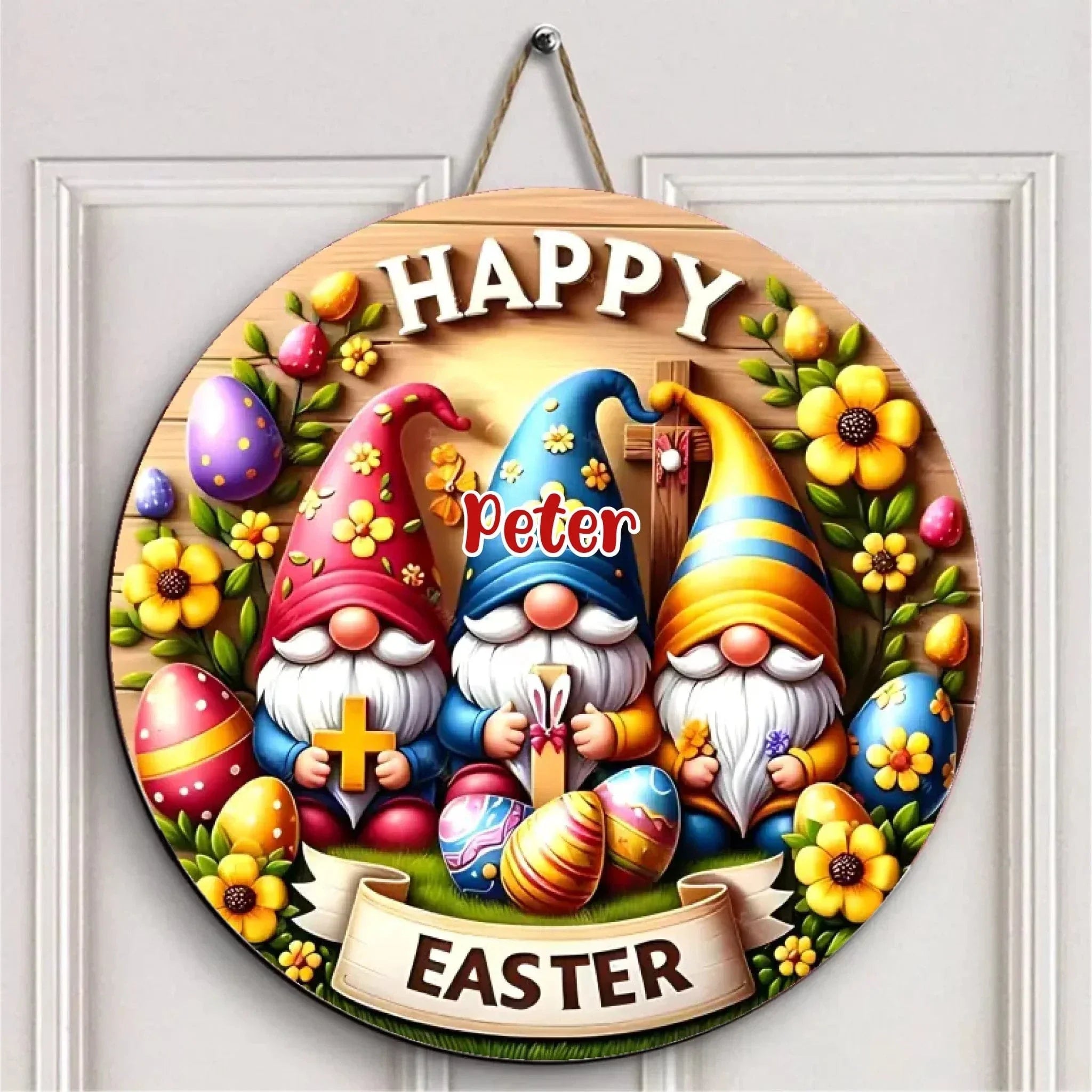 Personalized Easter Door Sign – Custom Name & Festive Elements - Joliny
