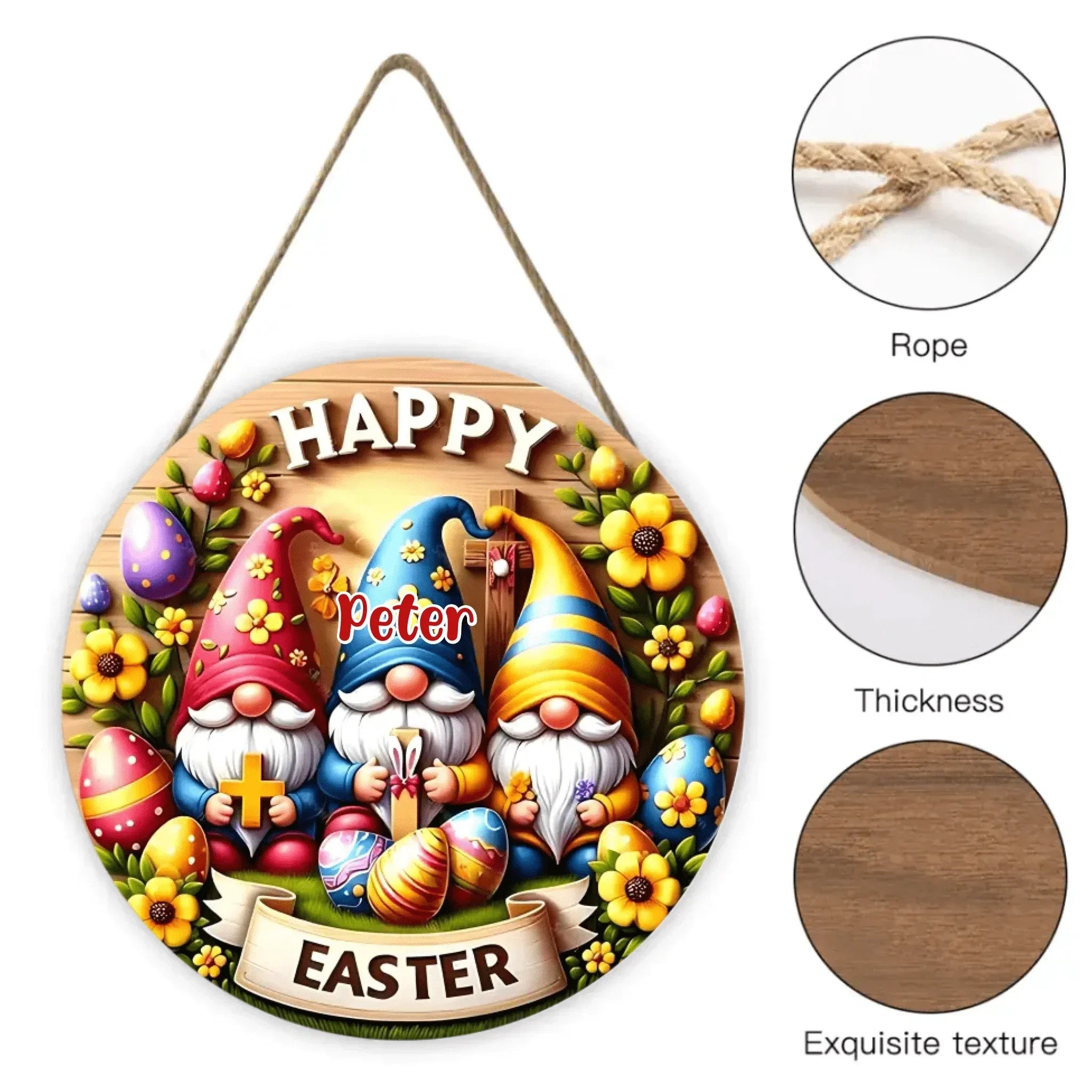 Personalized Easter Door Sign – Custom Name & Festive Elements - Joliny