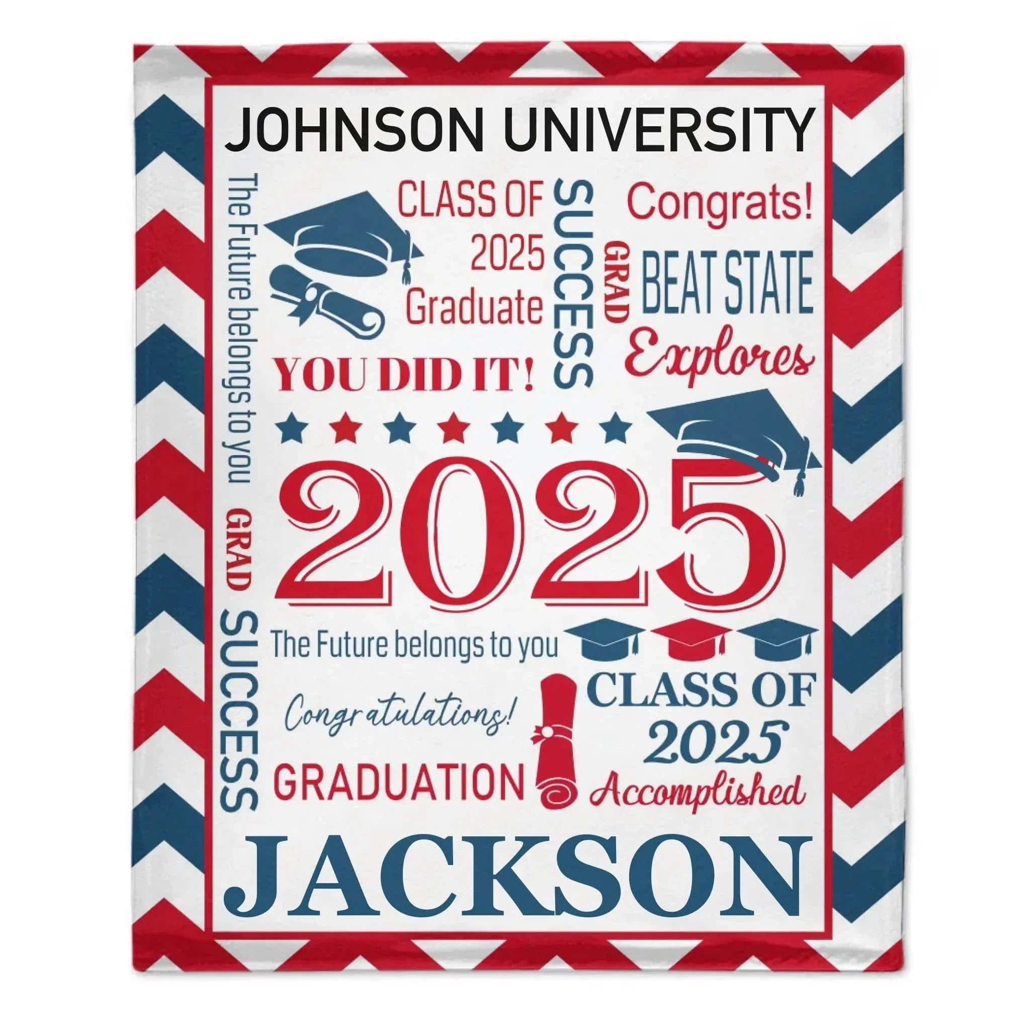 Personalized Envelope Pattern Graduation Blanket - Graduation Gift Class of 2025 - Joliny