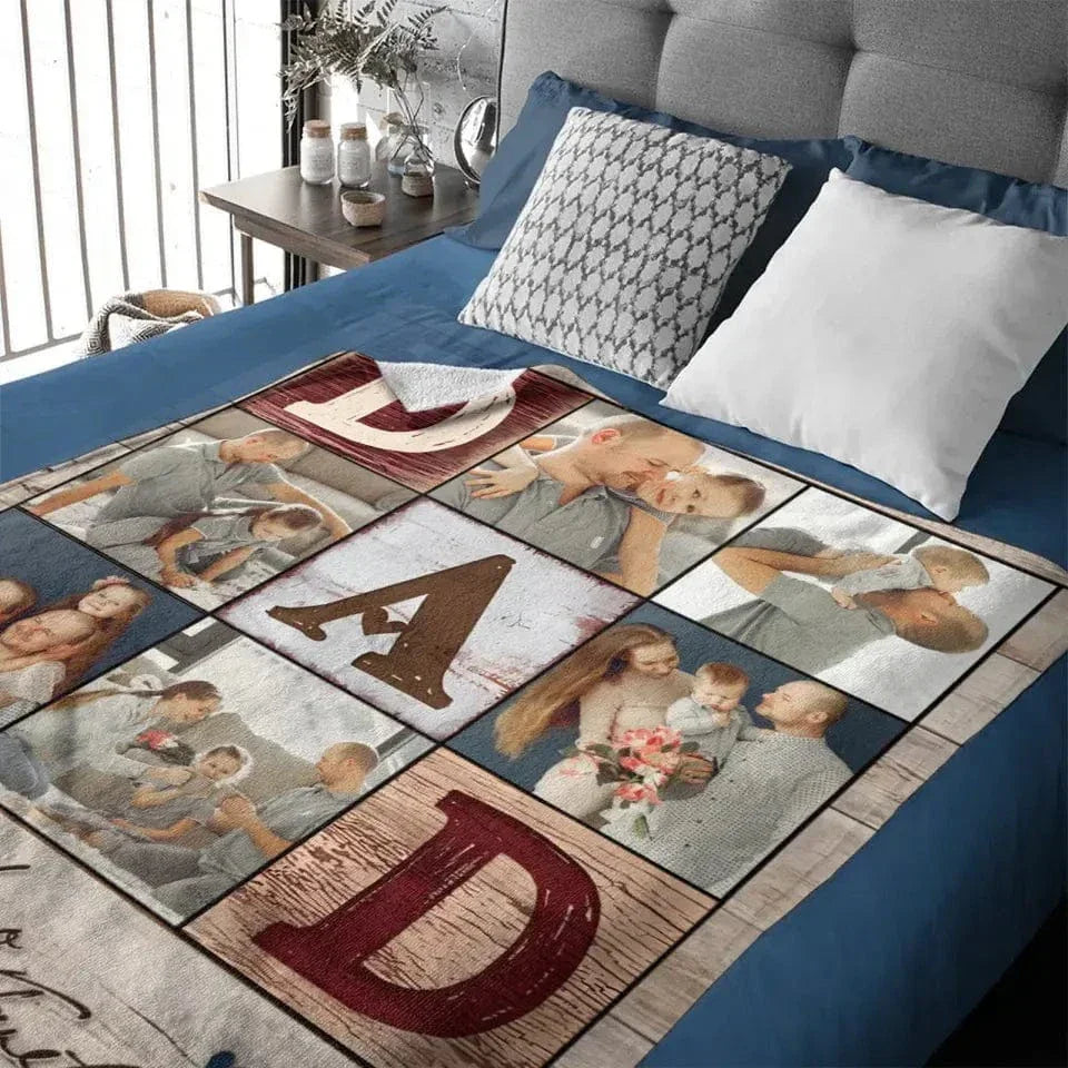 Personalized Family Photo Blanket - Gifts For Dad Husband - Joliny