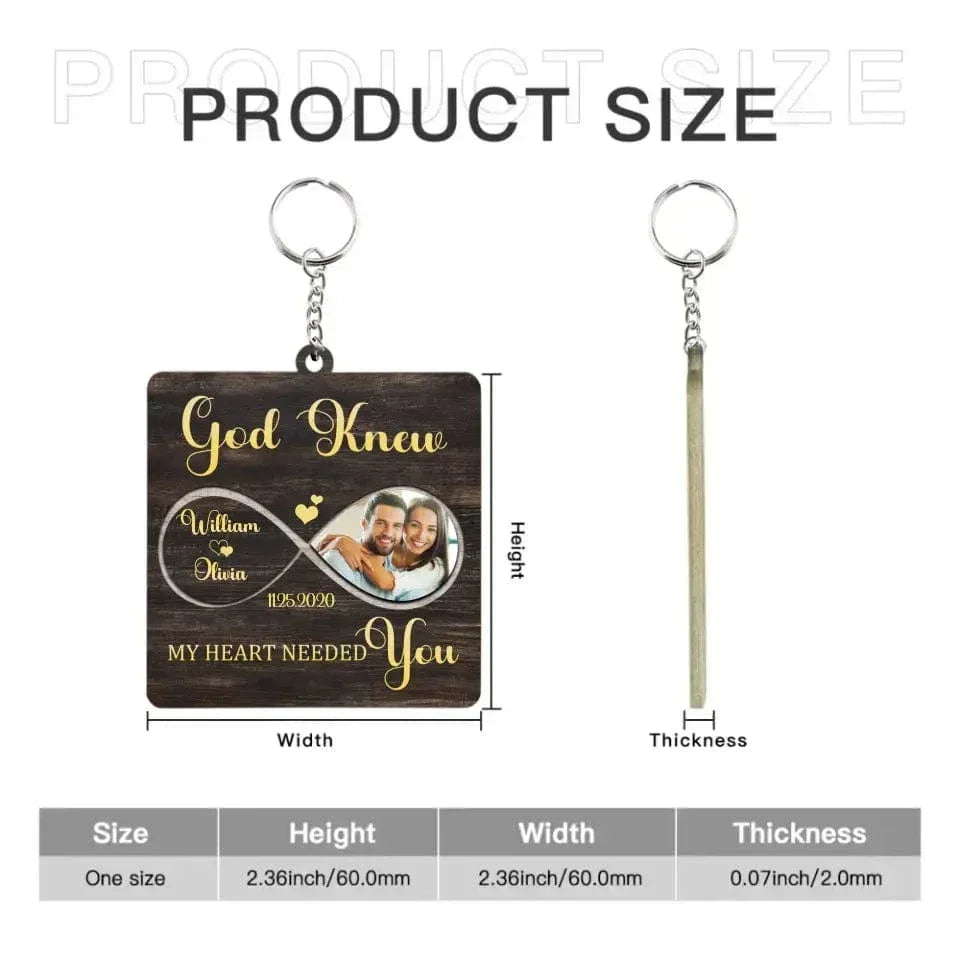 Personalized Fiberboard Keychain Custom Photo For Couple - My Heart Needed You - Joliny