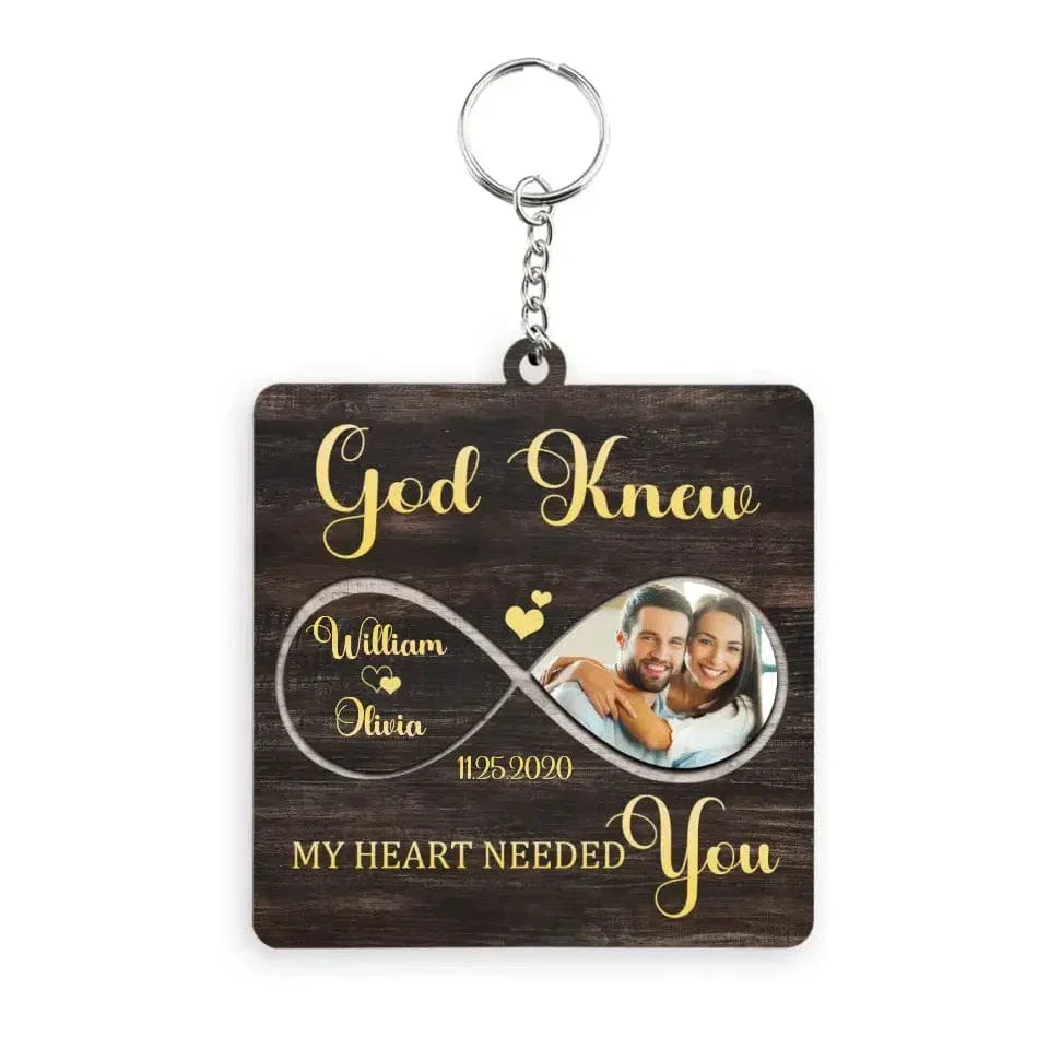 Personalized Fiberboard Keychain Custom Photo For Couple - My Heart Needed You - Joliny