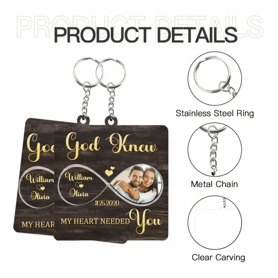 Personalized Fiberboard Keychain Custom Photo For Couple - My Heart Needed You - Joliny