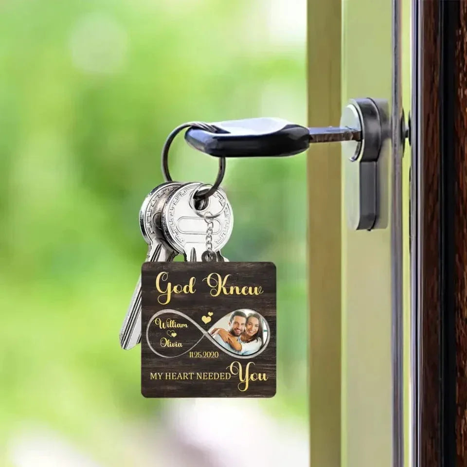 Personalized Fiberboard Keychain Custom Photo For Couple - My Heart Needed You - Joliny