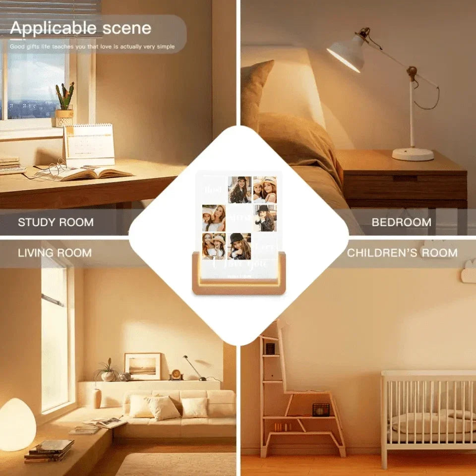 Personalized Frame with LED -Valentines Day Gifts for Mom, Custom 6 Photos - Joliny