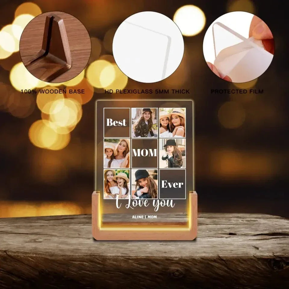 Personalized Frame with LED -Valentines Day Gifts for Mom, Custom 6 Photos - Joliny