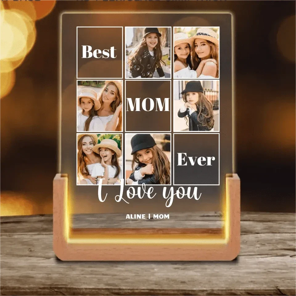 Personalized Frame with LED -Valentines Day Gifts for Mom, Custom 6 Photos - Joliny