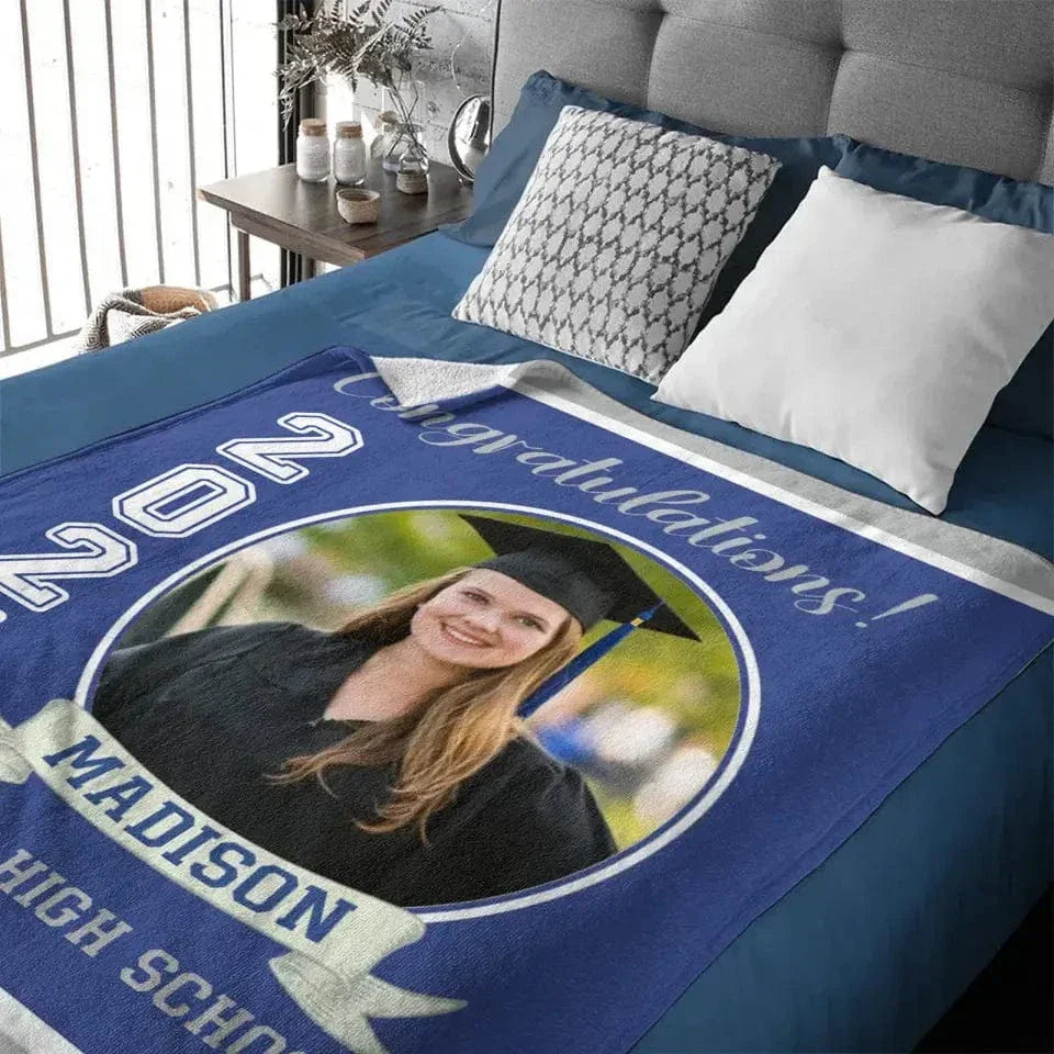 Personalized Graduation Blanket 2024 Graduate, Custom Photo,Name And School - Joliny