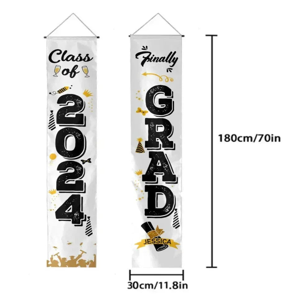 Personalized Graduation Door Banner - Finally Grad, Custom Name - Joliny
