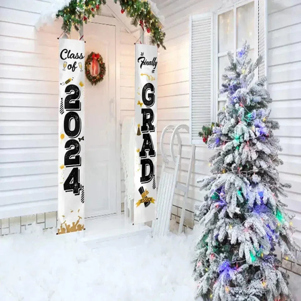 Personalized Graduation Door Banner - Finally Grad, Custom Name - Joliny